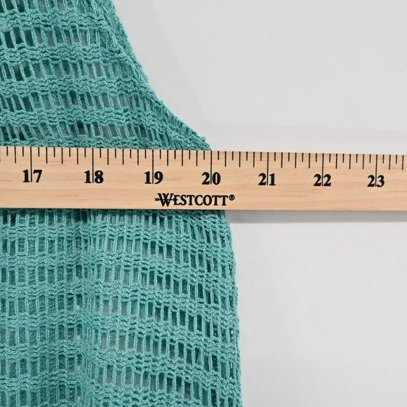 HAUTE HIPPIE Green Crochet Maxi Dress Size M Cover Up Beach Aqua Boho  Pockets